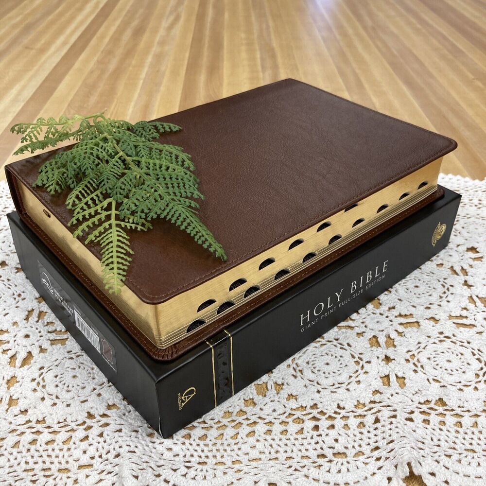 KJV Giant Print Bible, Cowhide genuine Leather, Thumb-indexed - Red Letter